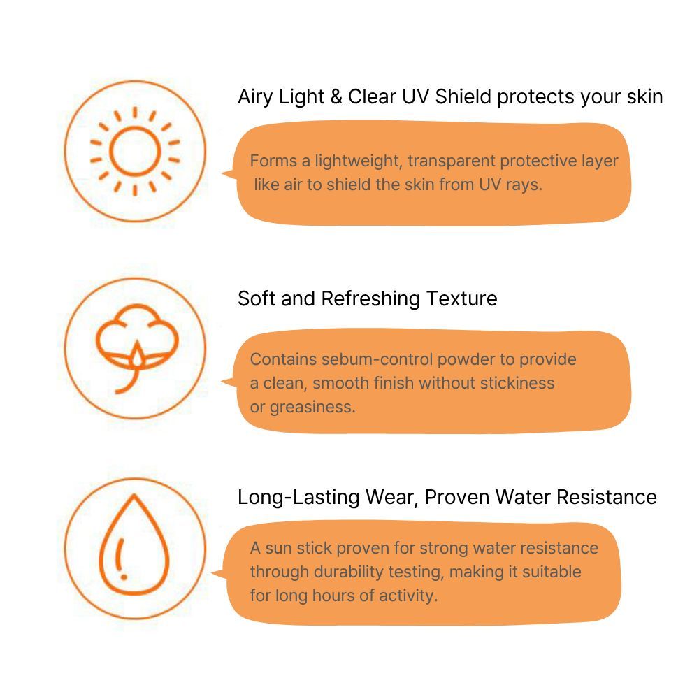 AHC Natural Perfection Airy Sun Stick SPF 50 + PA + + + + Que chống nắng di động Nhẹ chống dính Chống tia cực tím Hàn Quốc