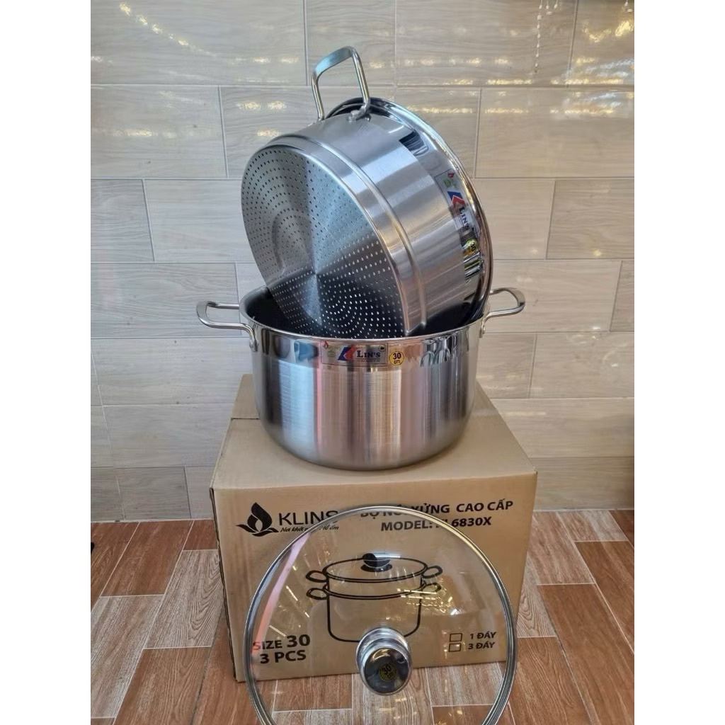 Nồi Hấp Inox 2 Tầng Size 30cm Cao Cấp – Hấp Nhanh, Giữ Trọn Dinh Dưỡng