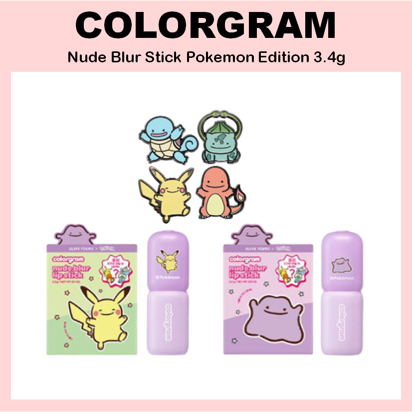 [COLORGRAM] Nude Blur Stick Pokemon Edition 3.4g kèm nhãn dán kim loại quyến rũ / niêm phong