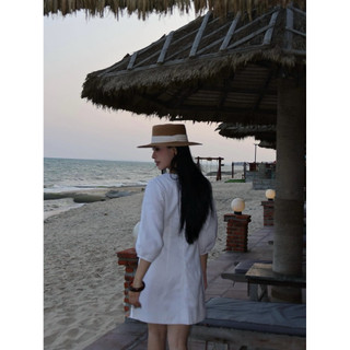 𝘿𝙊𝙉𝙄𝙉 𝘿𝙍𝙀𝙎𝙎 - Đầm Linen Tay Lửng