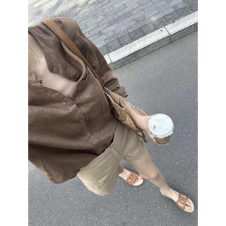 𝙇𝙐 𝙎𝙊𝙈𝙄 - Áo Sơ Mi Linen Cổ Trụ