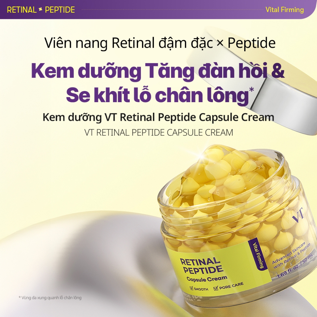 [VT] Kem Dưỡng Ẩm Peptide Retinal Capsule Cream 50ml | Phục Hồi Da & Giảm Nếp Nhăn < Flagship chính thức >