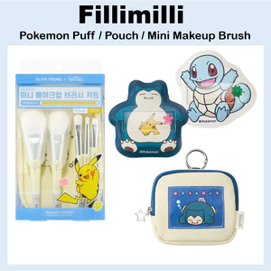 Pokemon Edition Puff (Snorlax, Squirtle) / Túi móc khóa Pokemon / Bộ cọ trang điểm Mini