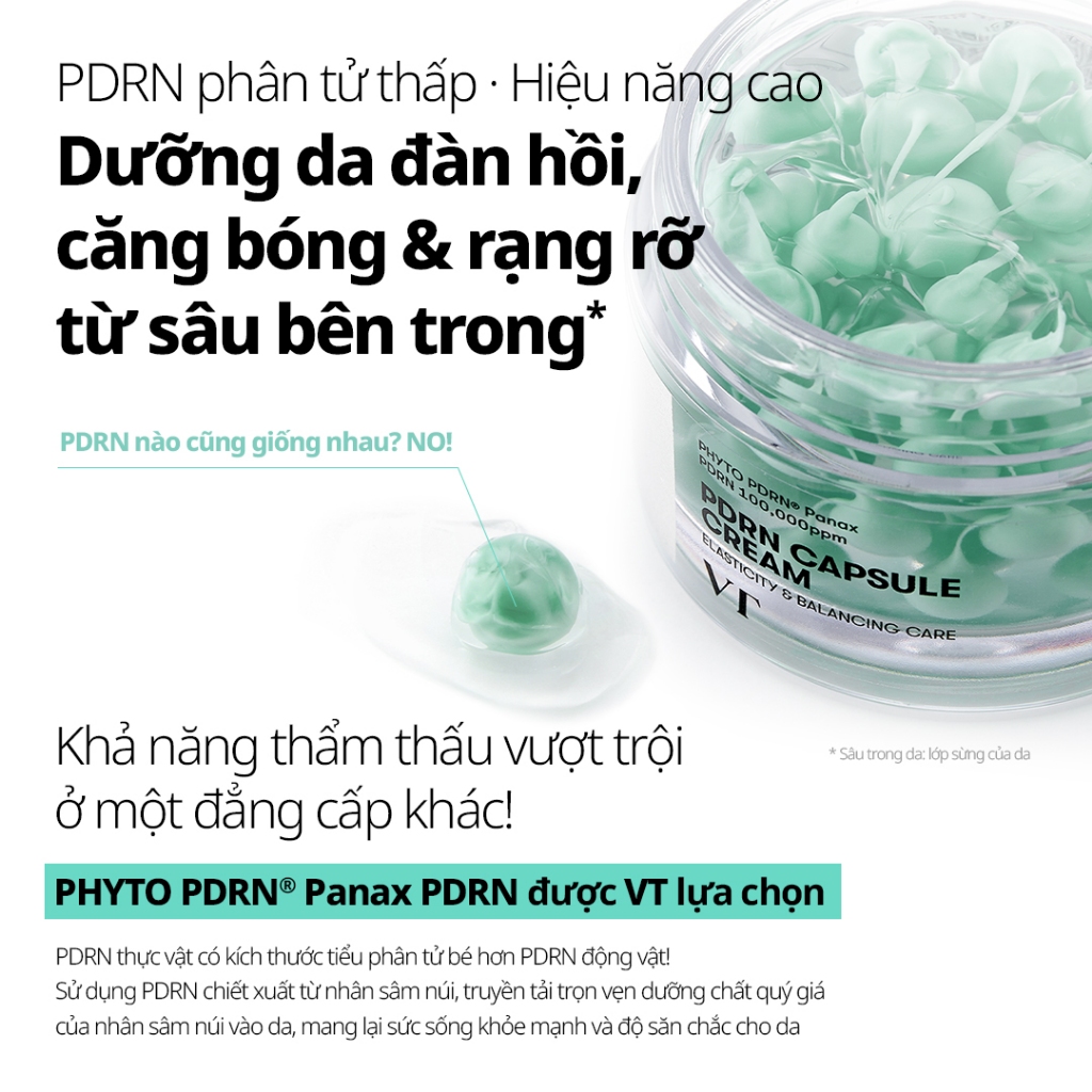 [VT] PDRN Capsule Cream 50ml Kem Dưỡng Phục Hồi Da Căng Bóng Cấp Ẩm Sâu Glass Skin Hàn Quốc – Da Mịn Màng Sáng Khỏe [Flagship Chính Hãng]