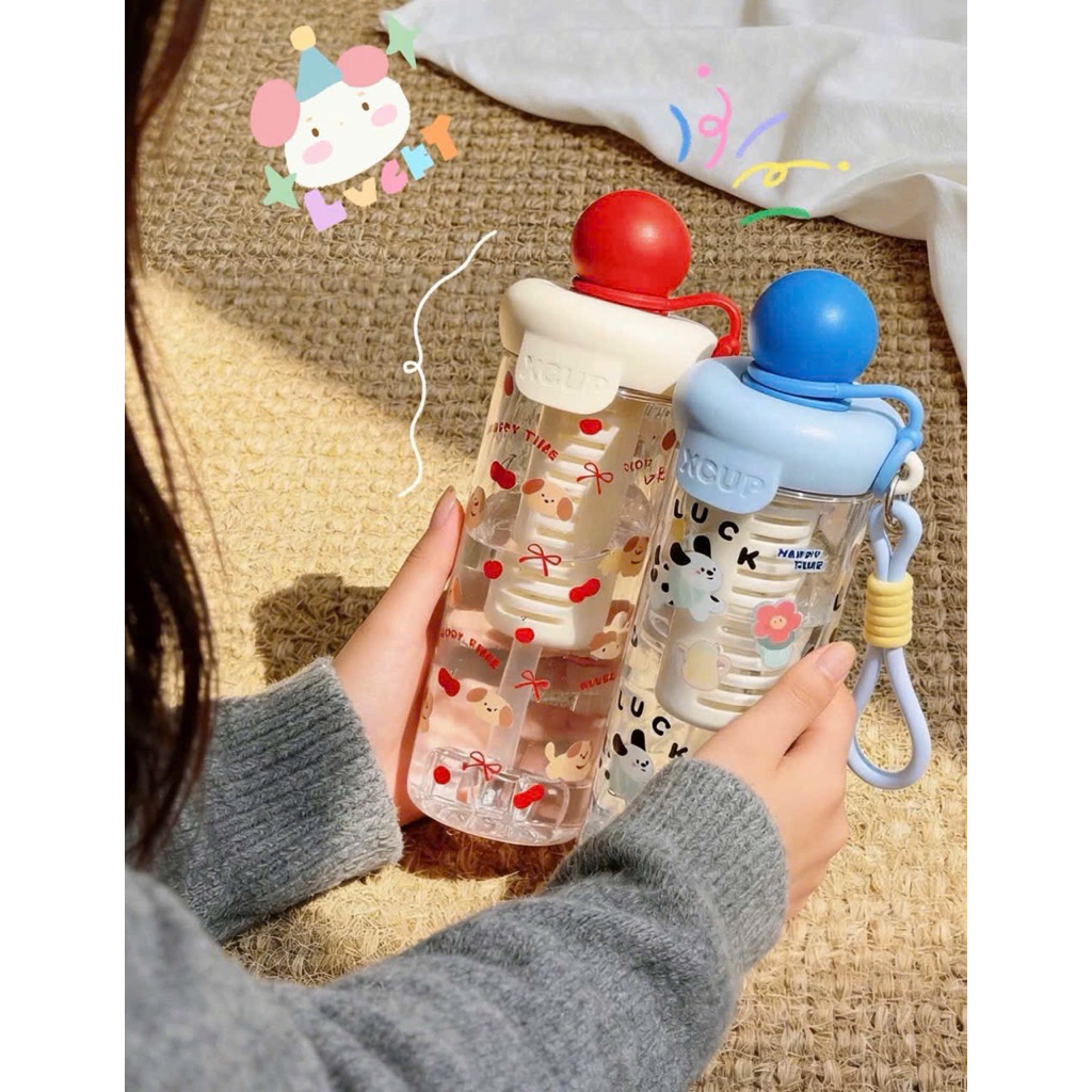 Bình Nước 750ml Có Ống tHút – Họa Tiết Thỏ Garden Rabbit Xinh Xắn, Chịu Nhiệt Tốt