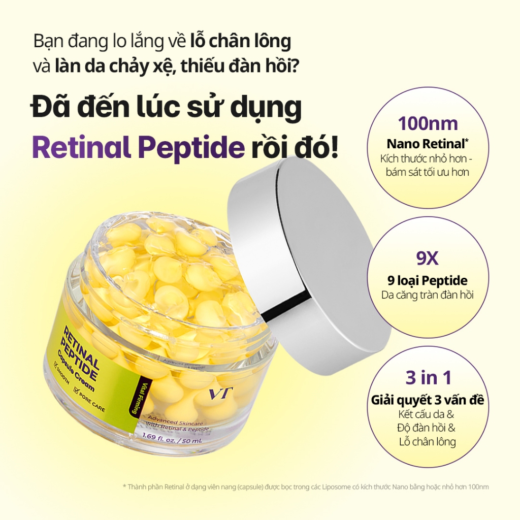 [VT] Kem Dưỡng Ẩm Peptide Retinal Capsule Cream 50ml | Phục Hồi Da & Giảm Nếp Nhăn < Flagship chính thức >