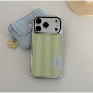 Ốp lưng bạc nhãn sọc mùa xuân Ninemall tương thích với iphone galaxy / dọc từ tính