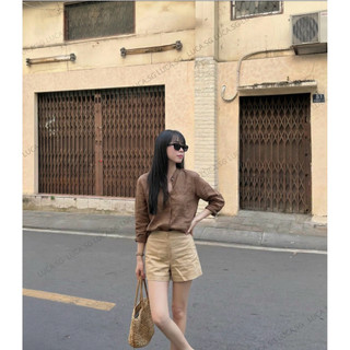 𝙇𝙐 𝙎𝙊𝙈𝙄 - Áo Sơ Mi Linen Cổ Trụ