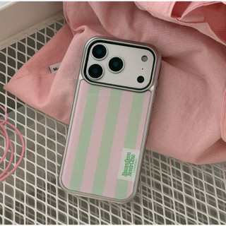 Ốp lưng bạc nhãn sọc mùa xuân Ninemall tương thích với iphone galaxy / dọc từ tính
