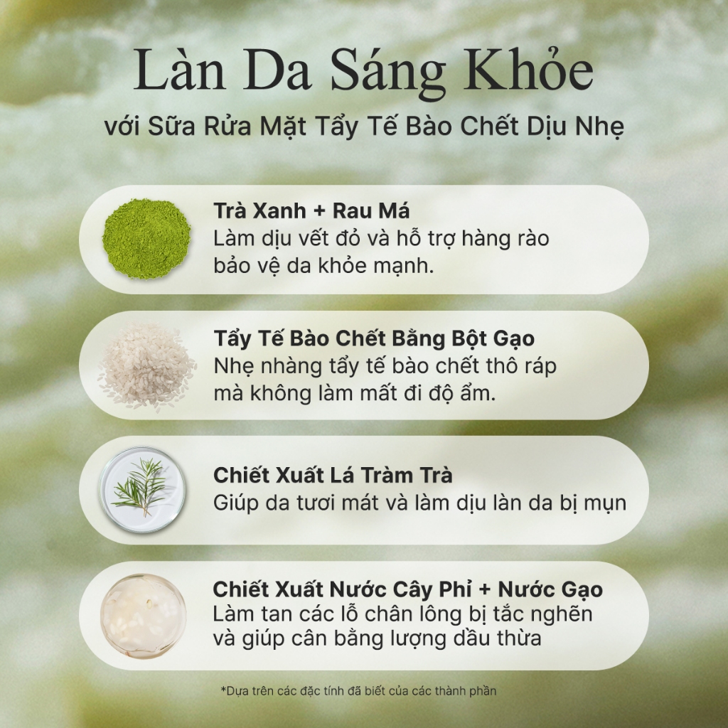 [Arencia X KOL] Sữa rửa mặt Mochi gạo xanh tươi 120g | Làm sạch, Cấp ẩm, loại bỏ mụn đầu đen