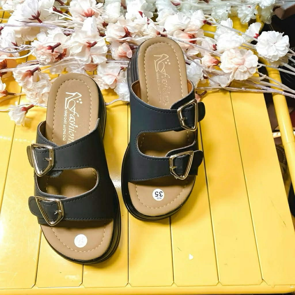 Dép xuồng 2 quai khoá cao 7cm,đế PU nhẹ đi êm chân