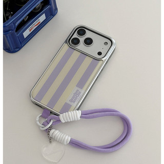 Ốp lưng bạc nhãn sọc mùa xuân Ninemall tương thích với iphone galaxy / dọc từ tính