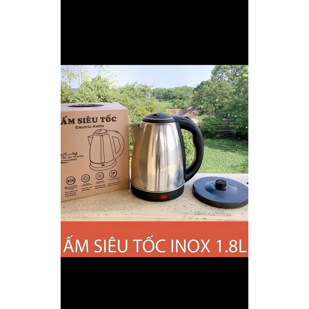 Ấm Siêu Tốc Inox 1800W - Đun Sôi Thần Tốc, Tự Ngắt An Toàn