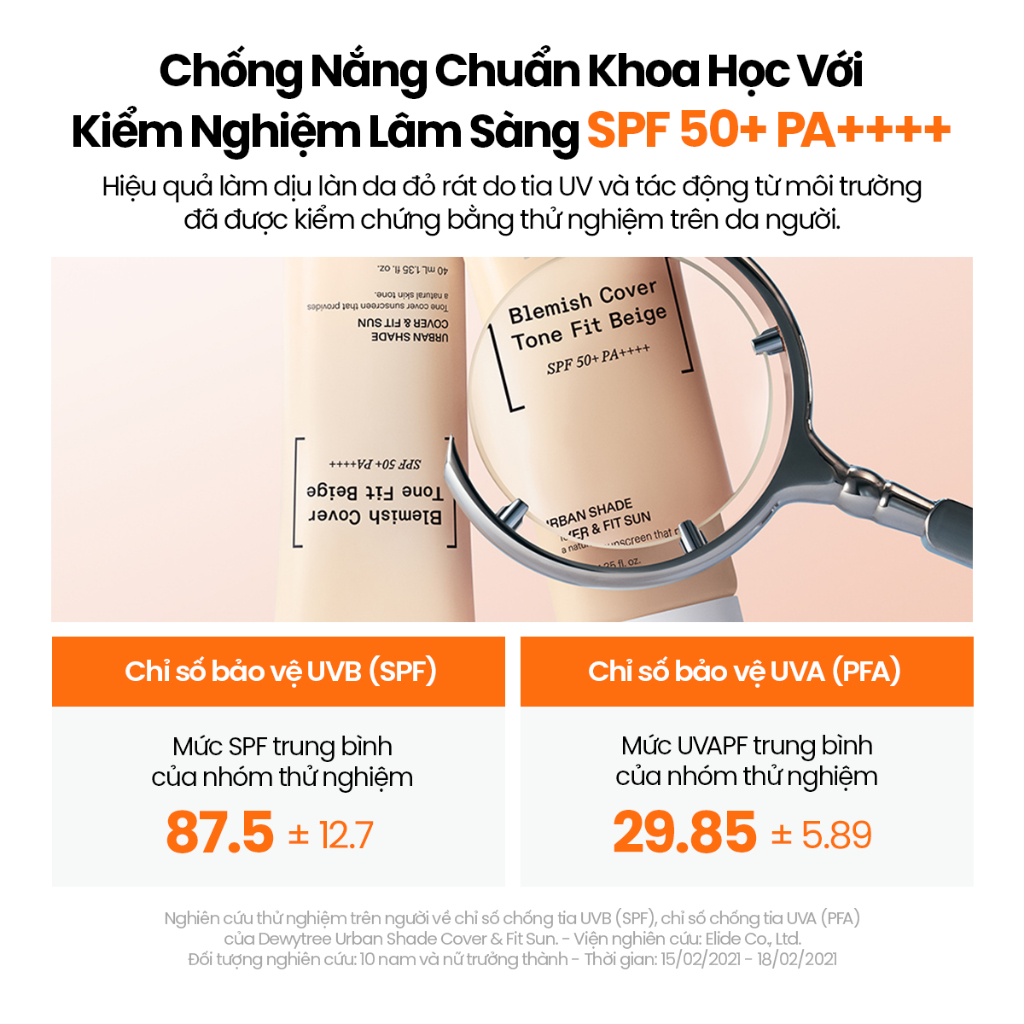 [DEWYTREE] Kem Chống Nắng Che Khuyết Điểm Không Lem Trôi Urban Shade Cover & Fit SPF50+ PA++++ 40ml