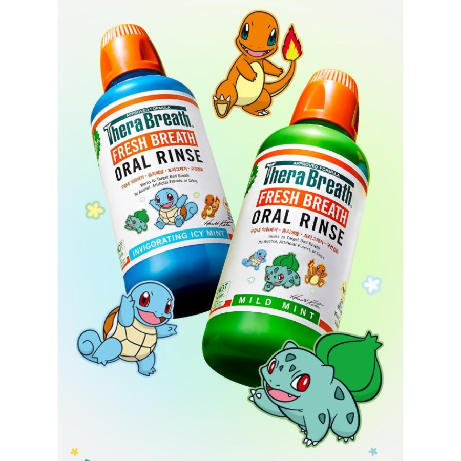 [POKEMON] Bộ cốc súc miệng TheraBreath Fresh Breath súc miệng 473ml Bạc hà nhẹ / Bạc hà Icy