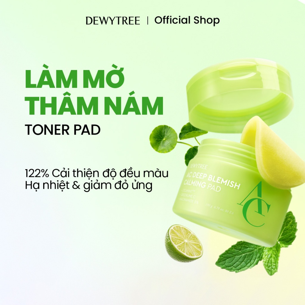 [DEWYTREE] Toner Pad Dưỡng Sáng Mờ Thâm & Làm Dịu Da AC Deep Blemish Green Calming Pad 80 Miếng
