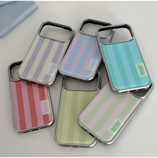 Ốp lưng bạc nhãn sọc mùa xuân Ninemall tương thích với iphone galaxy / dọc từ tính
