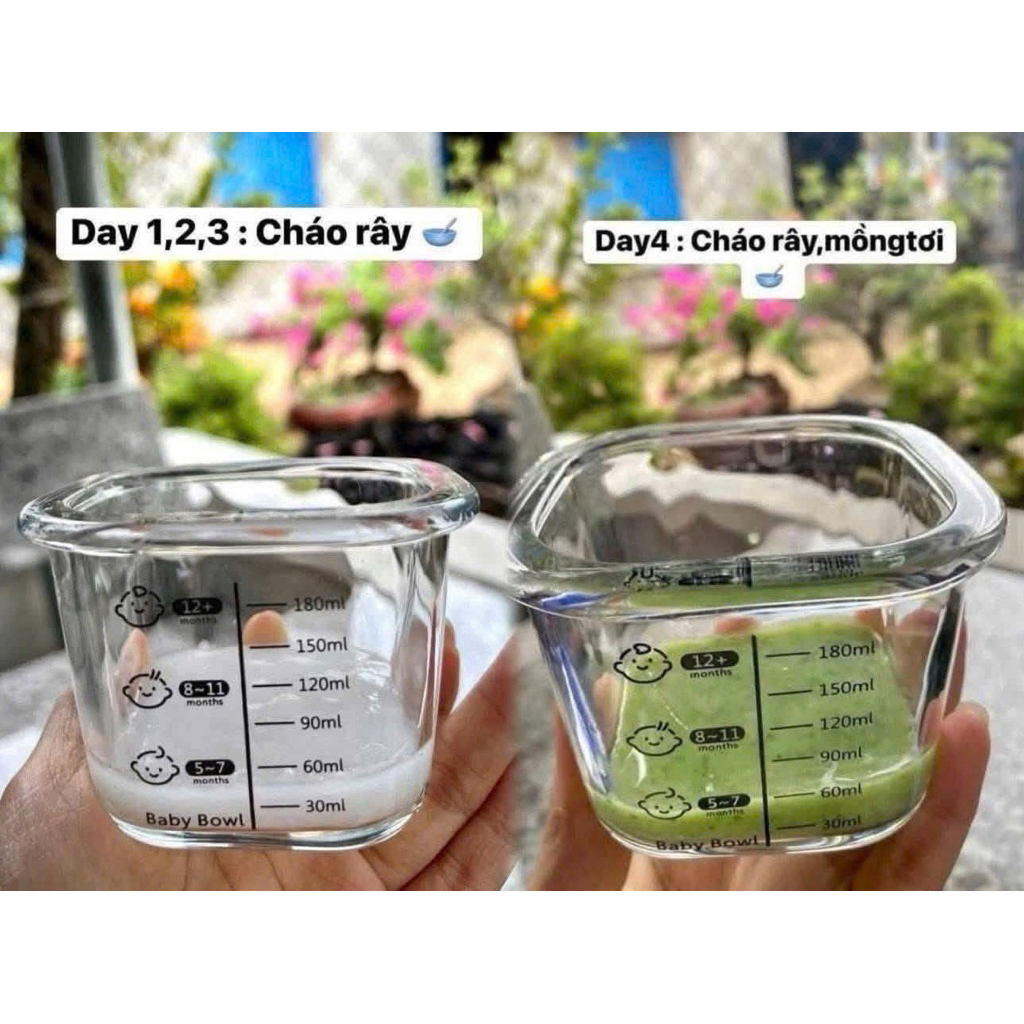 Set 2 Hộp Thủy Tinh Trữ Đồ Ăn Dặm 140ml Cho Bé