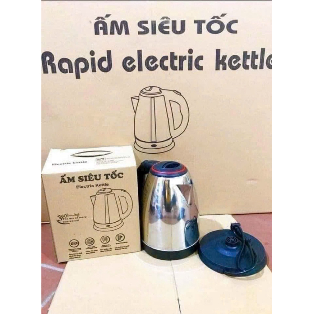 Ấm Siêu Tốc Inox 1800W - Đun Sôi Thần Tốc, Tự Ngắt An Toàn