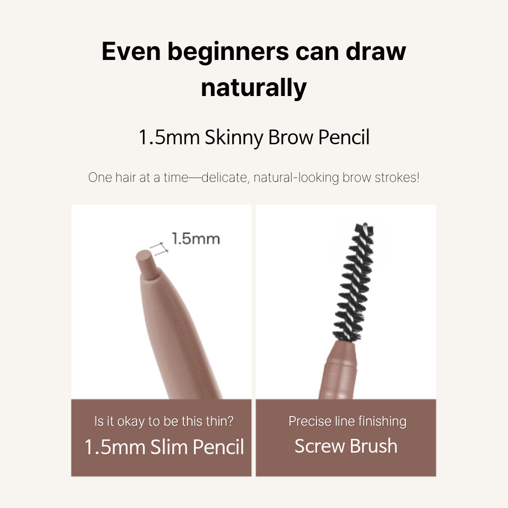 [Peripera] Bút chì Skinny Brow Speedy (8 màu) | Công thức cứng mỏng 1,5mm Chống nhòe Lông mày Trang điểm Hàn Quốc K-Beauty