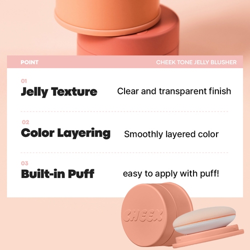 TONYMOLY Má hồng Cheek Tone Jelly Blusher 3.5g Kèm Puff Hiệu ứng mờ mịn
