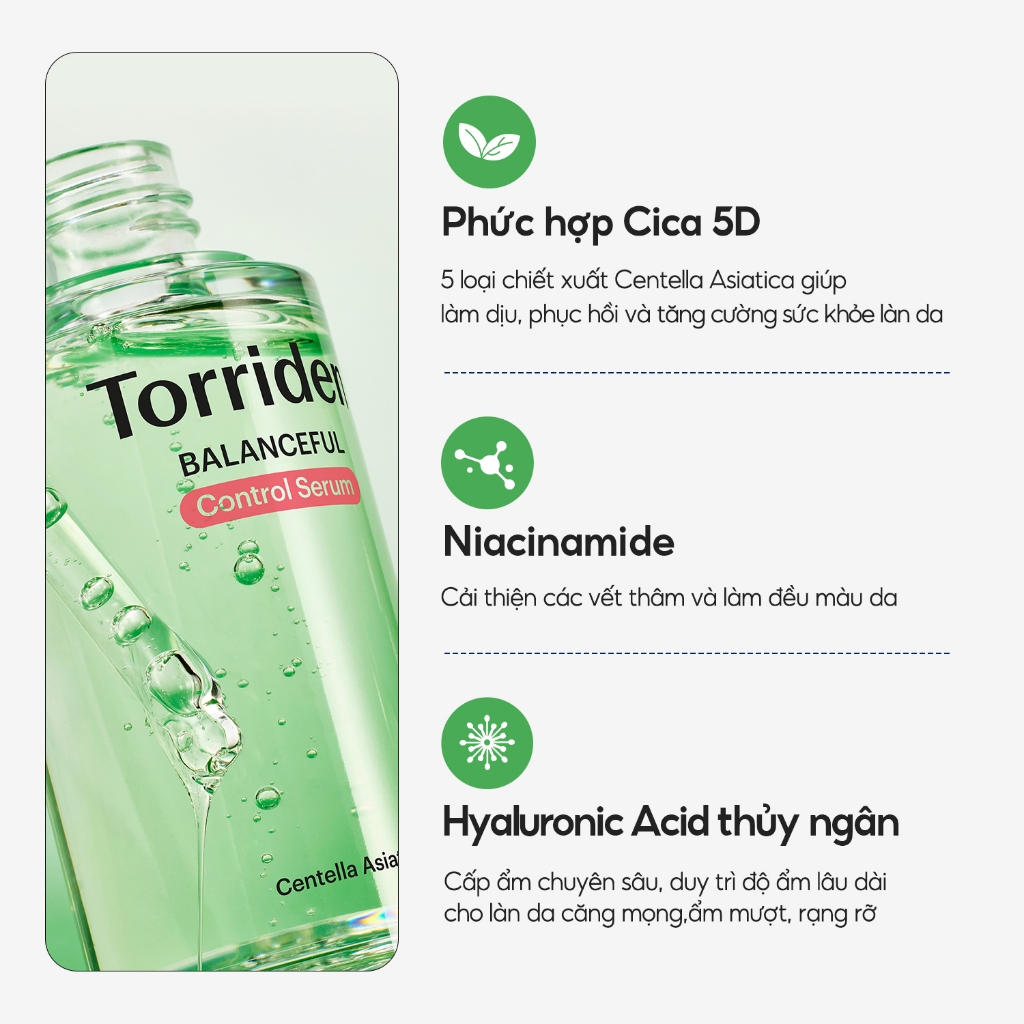 [Torriden Chính hãng] [SET] Serum cân bằng & mặt nạ kiểm soát da BALANCEFUL CICA, 50ml+10 miếng