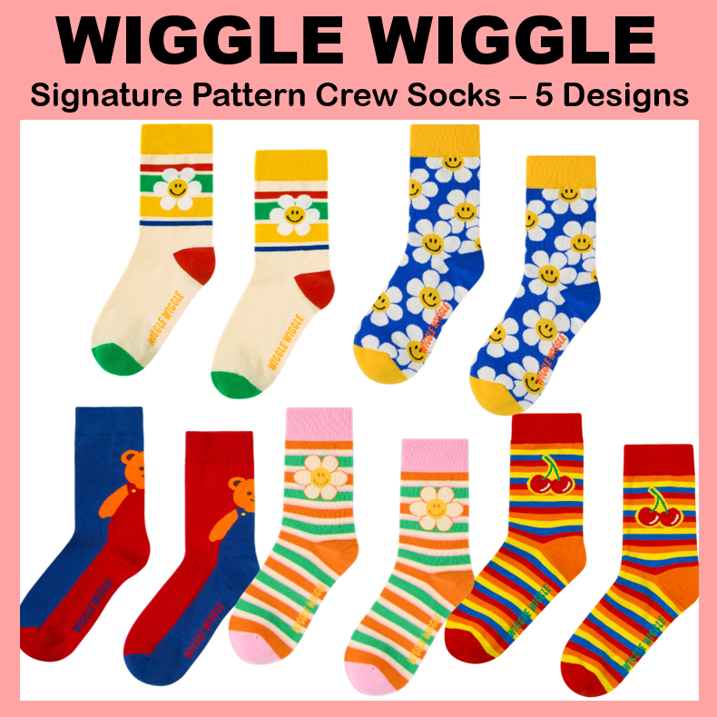 [WIGGLE WIGGLE] Tất phi hành đoàn họa tiết đặc trưng 5 kiểu dáng hoa anh đào hình gấu cười