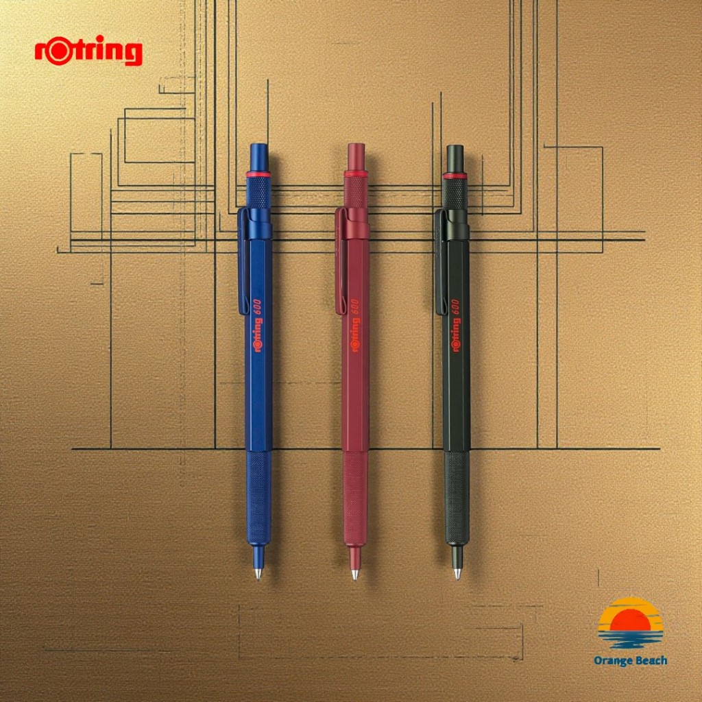 rOtring 600 But Bi/Do Xanh Thep Xanh Nguy Trang 3 Mau/Than Dong Thau Luc Giac/Knurl/Nhat Ban