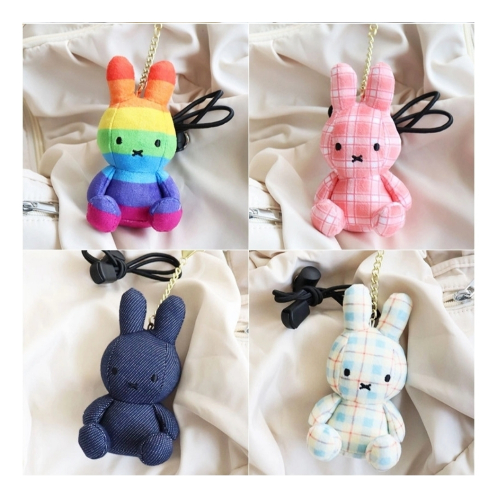 [MIFFY] Túi tươi tốt quyến rũ Denim & Pattern Phiên bản đặc biệt Móc khóa miffy 8cm
