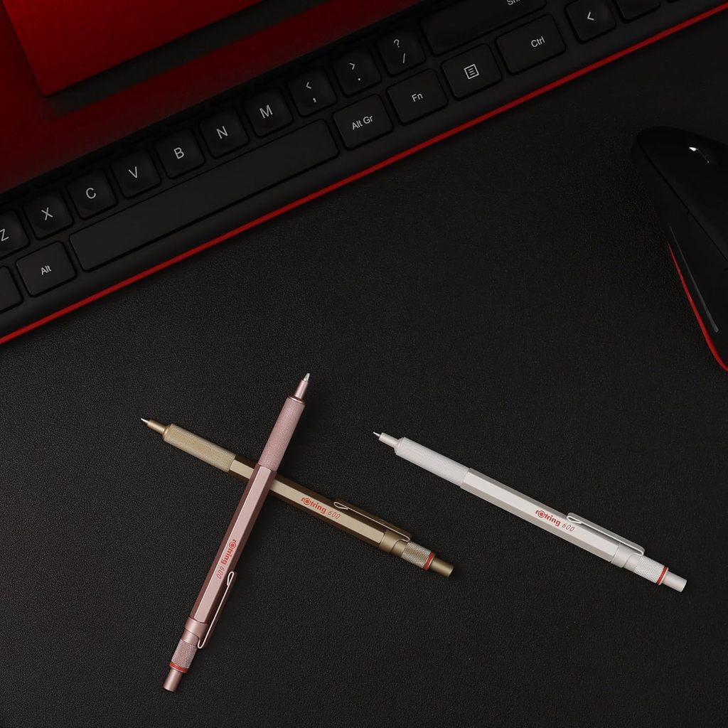 rOtring 600 But Bi/Vang Rose Gold Trang Ngoc 3 Mau/Than Dong Thau Luc Giac/Knurl/Nhat Ban