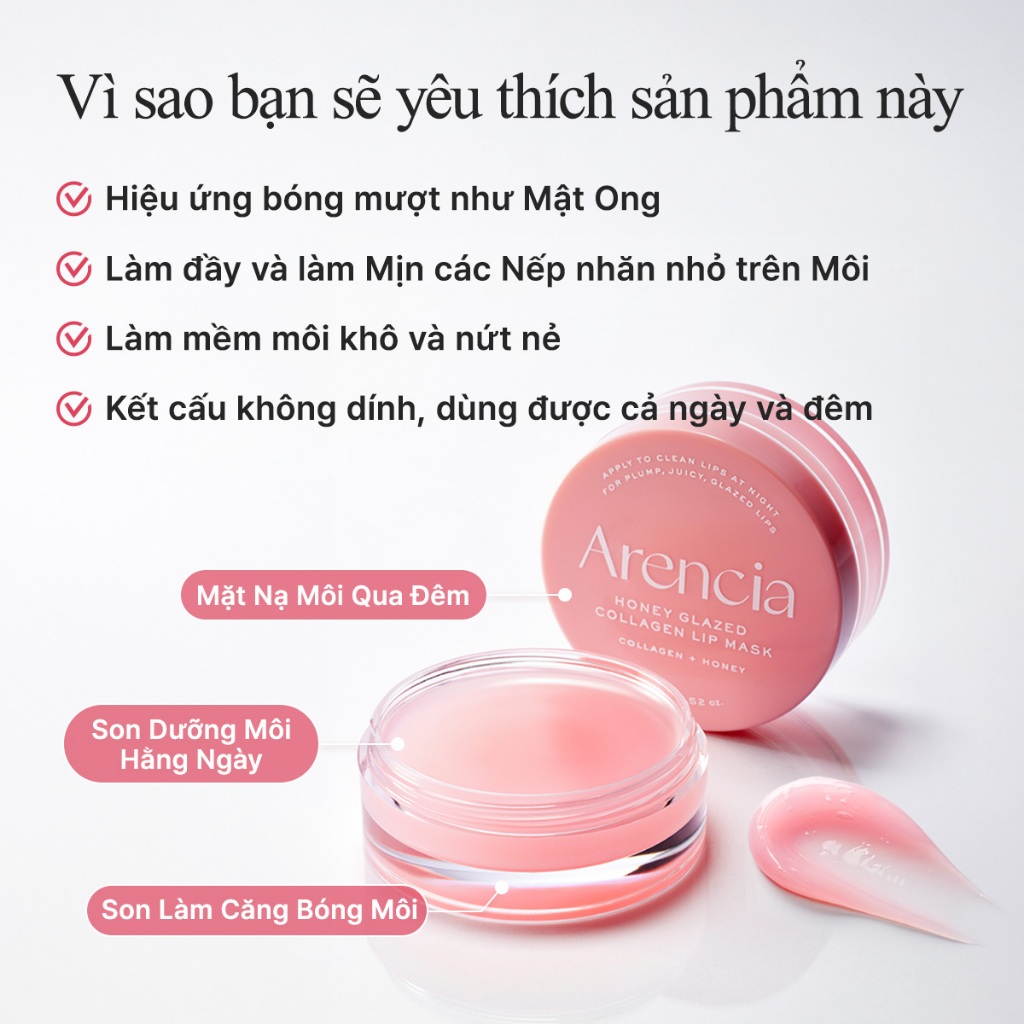 [Arencia] Mặt nạ môi Collagen tráng men mật ong