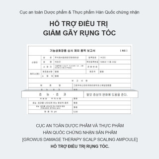 [GROWUS Chính hãng] Tinh chất dưỡng da đầu AHA, BHA, LHA, Collagen and Protein nuôi dưỡng da đầu, giảm rụng tóc, bổ sung dưỡng chất cho da đầu, nuôi dưỡng tóc chắc khỏe GROWUS Damage Therapy Scalp Scaling Ampoule 50ml
