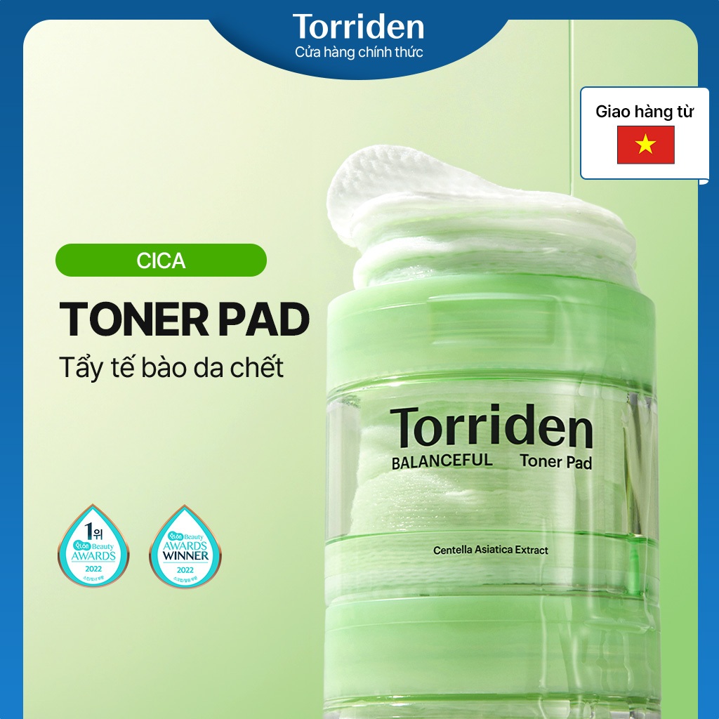 [Torriden Chính hãng] Toner Pad hàng ngày BALANCEFUL CICA, 180ml, 60 miếng, Toner Pad