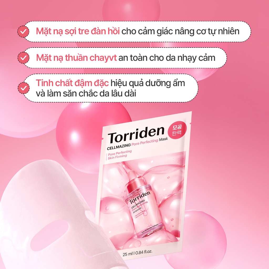 [Torriden Chính hãng] Mặt nạ se khít lỗ chân lông CELLMAZING chứa PDRN, 10 miếng, Mask