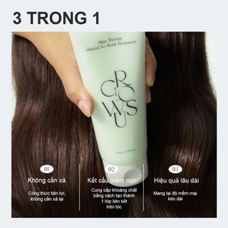 [GROWUS Chính hãng] Kem dưỡng tóc thế hệ mới tảo bẹ, khoáng chất kết cẩu mỏng nhẹ dễ thấm, không cần gội lại GROWUS Algae Therapy Mineral No-Wash Treatment 150ml