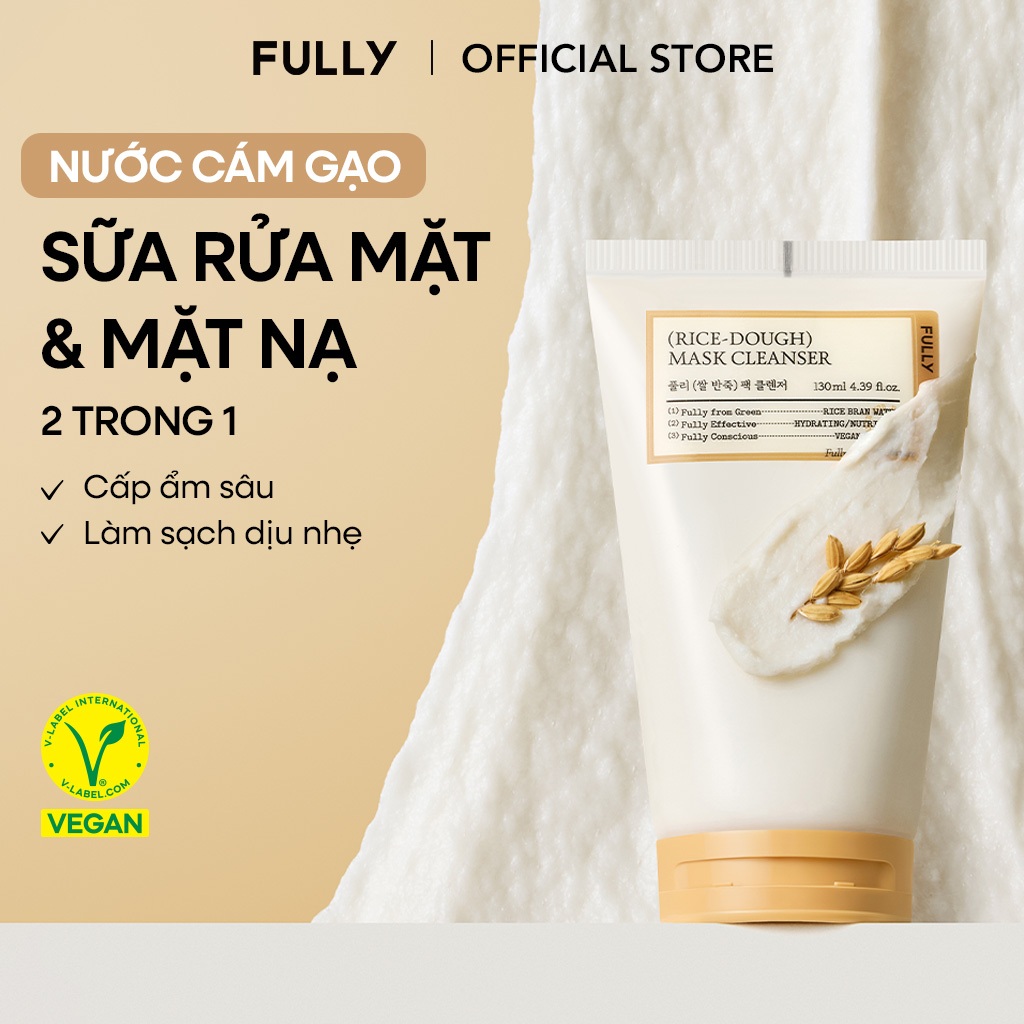 Sữa rửa mặt kiêmặt nạ cám gạo Fully 130ml - Hình ảnh thực tế