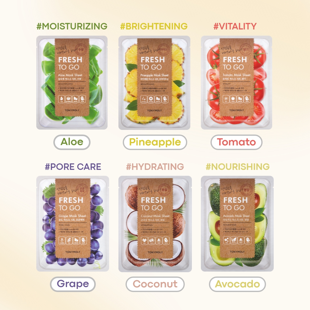 TONYMOLY Mặt nạ giấy Fresh To Go 12 loại 20g - Chăm sóc da hằng ngày