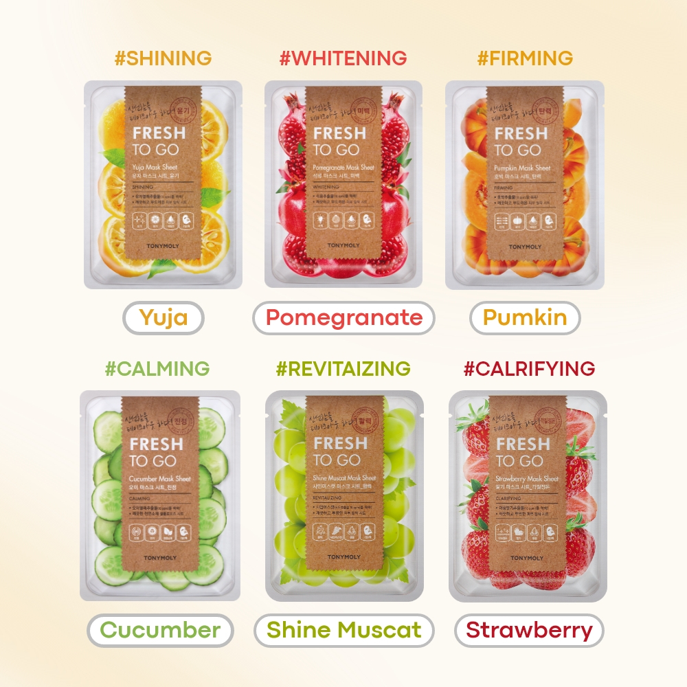 TONYMOLY Mặt nạ giấy Fresh To Go 12 loại 20g - Chăm sóc da hằng ngày