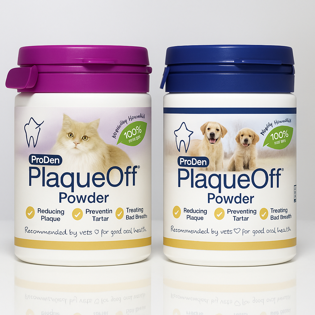 ProDen PlaqueOff Powder dành cho thú cưng - Nước làm mát hơi thở cho mèo & chó - Tẩy mảng bám & Tartar để chăm sóc răng miệng cho thú cưng