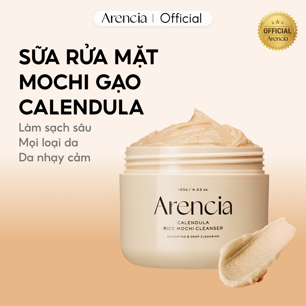 [Arencia] Sữa rửa mặt Mochi gạo Calendula 120g | Dưỡng ẩm, làm dịu
