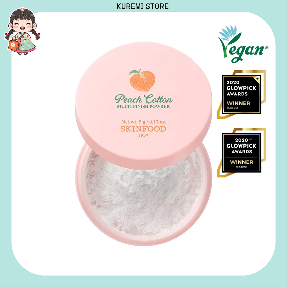 [SKINFOOD] Bột đa năng Peach Cotton + Kiểm soát dầu & Phấn má hồng lỗ chân lông + (15g)