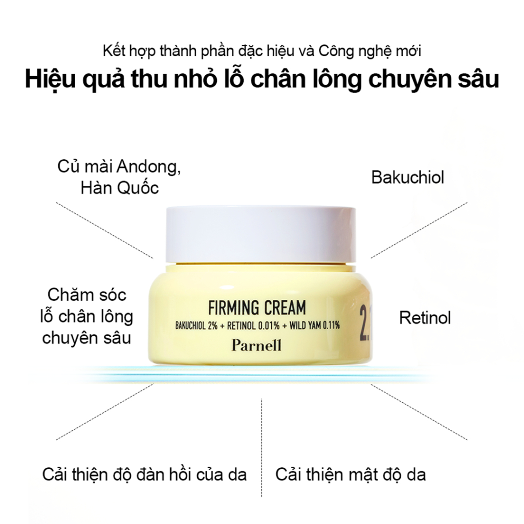 [Parnell Chính hãng] Kem dưỡng chiết xuất củ mài Bakuchiol Retinol thu nhỏ lỗ chân lông, cải thiện đàn hồi da, hỗ trợ chống lão hóa da Parnell Bakuchiol Retinol Wild Yam 2.12 Firming Cream 50ml