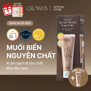 SET Tẩy tế bào chết da đầu muối biển giảm gàu nhờn, làm mát da đầu, tóc tơi, khoáng chất cung cấp dưỡng chất cho tóc và da đầu GROWUS Sea Salt Therapy Scalp Scaler 250g +30g