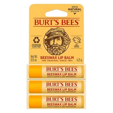 Kem dưỡng môi sáp ong dưỡng ẩm Burt ’ s Bees 4.25g 3 chiếc • Dưỡng ẩm tự nhiên & Môi mịn màng • Vitamin E + Bạc hà
