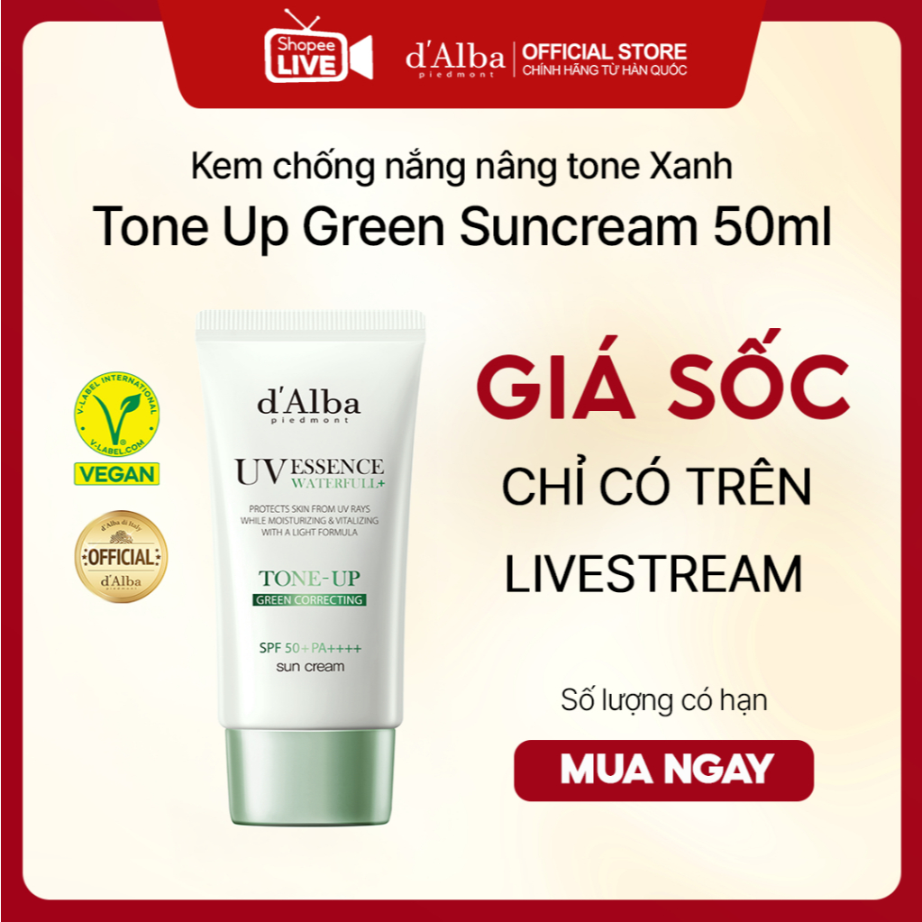 [Live1] d'Alba Kem chống nắng nâng tone xanh Tone Up Green Suncream 50ml