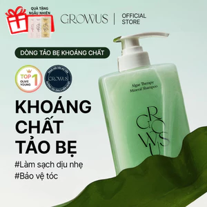 Dầu gội dưỡng tóc thế hệ mới tảo bẹ khoáng chất PDRN, hỗ trợ chống lão hóa da đầu, giảm rụng tóc, tóc mềm mượt GROWUS Algae Therapy Mineral Shampoo 500g