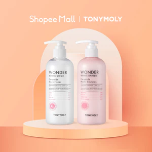 Hộp thương hiệu Shopee x TONYMOLY Ceramide Mochi Toner 300ml, Nhũ tương axit Hyaluronic 300ml