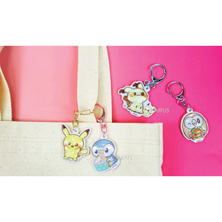 Bộ nhãn dán & móc khóa Pokemon Candy Bon 3D Mimikyu Pikachu Rowlet Piplup