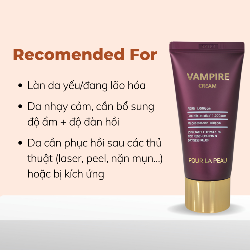 POUR LA PEAU Vampire Cream – PDRN, Centella, Madecassoside, dưỡng ẩm làm dịu