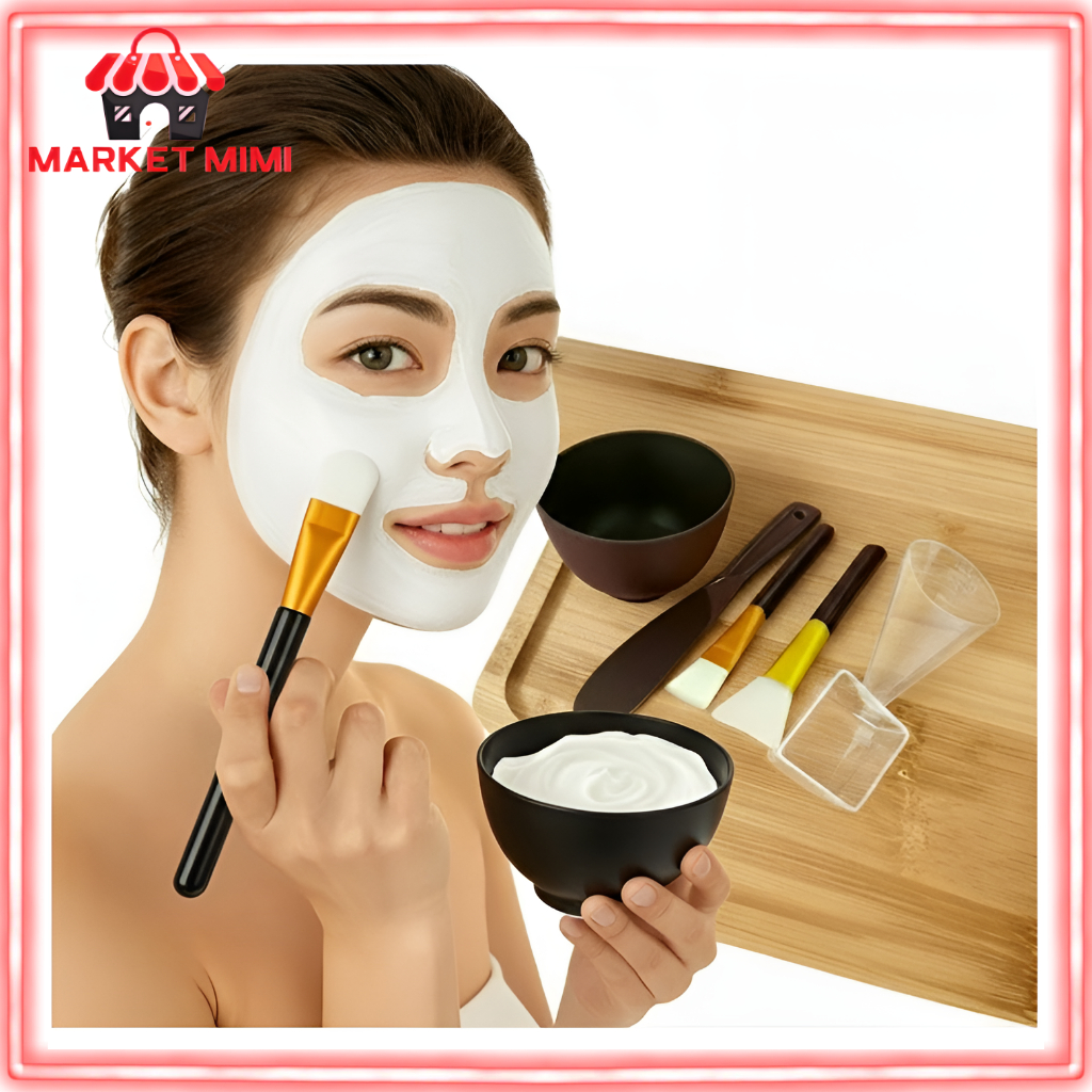 Bộ dụng cụ làm mẫu mặt nạ 5 CÁI | Bộ bát trộn, cọ & thìa | Phụ kiện mặt nạ DIY | Dụng cụ chăm sóc da chuyên nghiệp | Ứng dụng mặt nạ dễ dàng | Dụng cụ làm đẹp Hàn Quốc